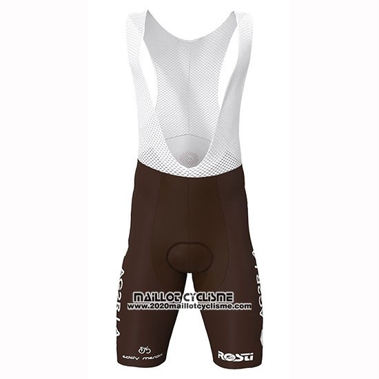 2019 Maillot Ciclismo Ag2r La Mondiale Marron Blanc Bleu Manches Courtes et Cuissard